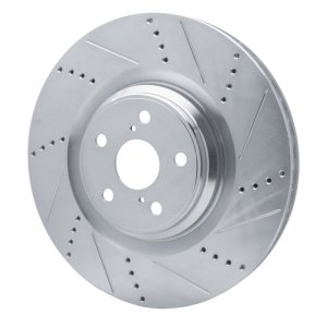 Lexus LS460 Brake Rotor (1) - Right Front - R1 Concepts - Drilled & Slotted - Silver - `10-`17